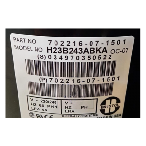 Bristol Compressor H23B243ABKA, Refrigeration parts