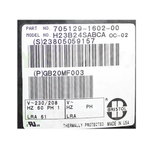 Bristol Compressor H23B24SABCA, Refrigeration parts