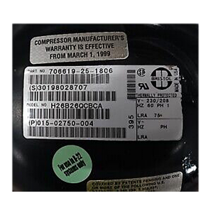 Bristol Compressor H26B26QCBCA, Refrigeration parts