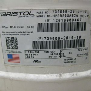 Bristol Compressor H29B20UABCA, Refrigeration parts