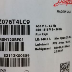 Danfoss Compressor MLZ076T4LC9, Refrigeration parts