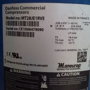 Danfoss Compressor MT28JE1RVE, Refrigeration parts