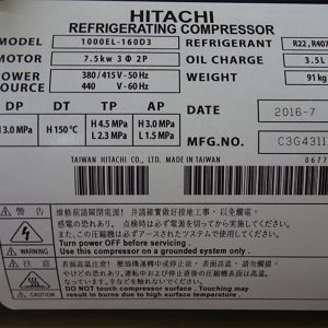 Hitachi Compressor 1000EL-160D3, Refrigeration parts