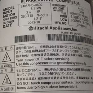 Hitachi Compressor E405AHD-36D2, Refrigeration parts