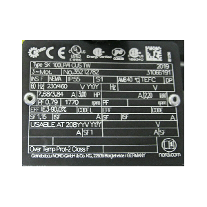 Nord Electric Motor SK100LP/4 CUS TW, Refrigeration parts