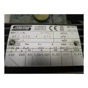 SEIMEC Electric Motor HFZ-63B-4-B14, Refrigeration parts