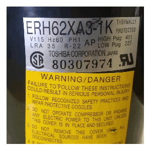 Toshiba Compressor ERH62XA3-1K, Refrigeration parts