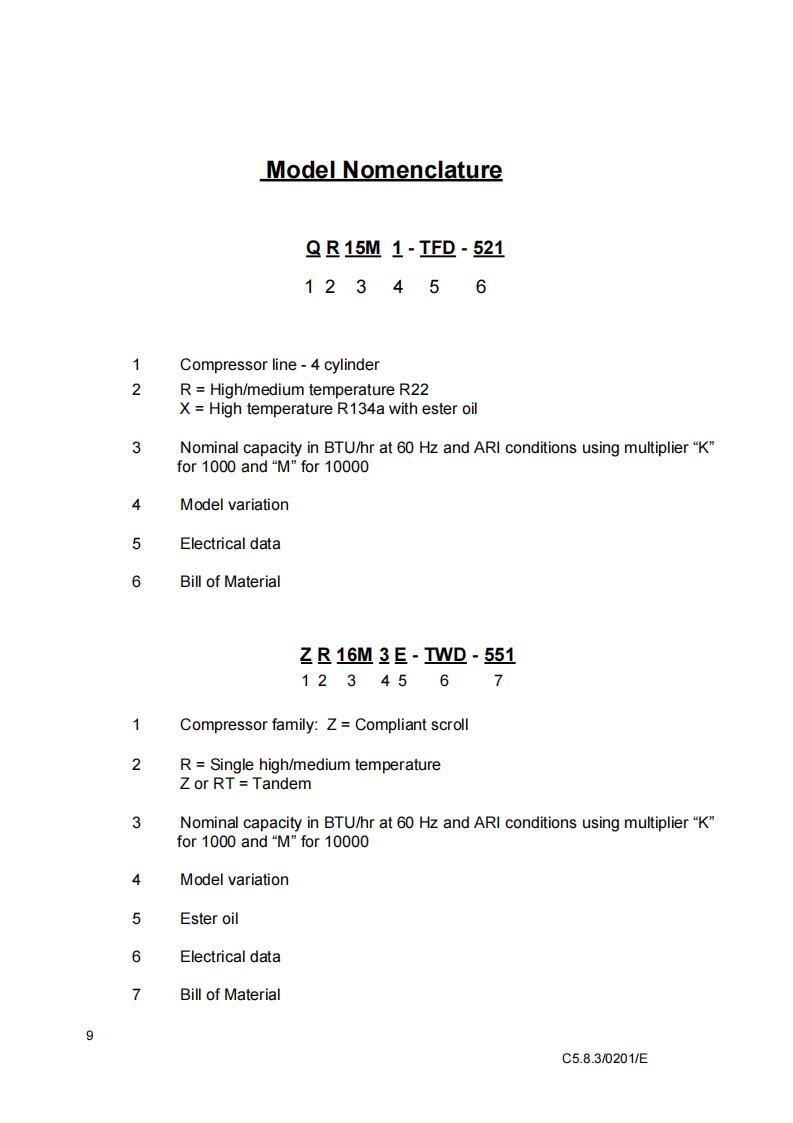 Copeland Compressor QR90M1-TFD-501, technical parameters pdf, structure diagram