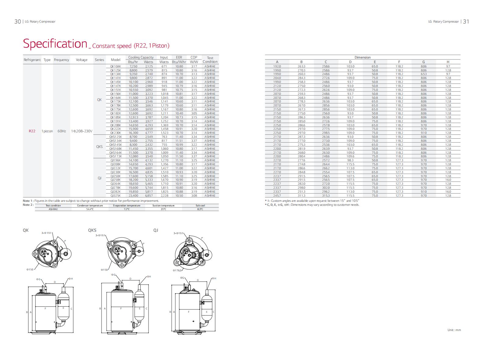 LG Compressor HABT057PA, technical parameters pdf, structure diagram