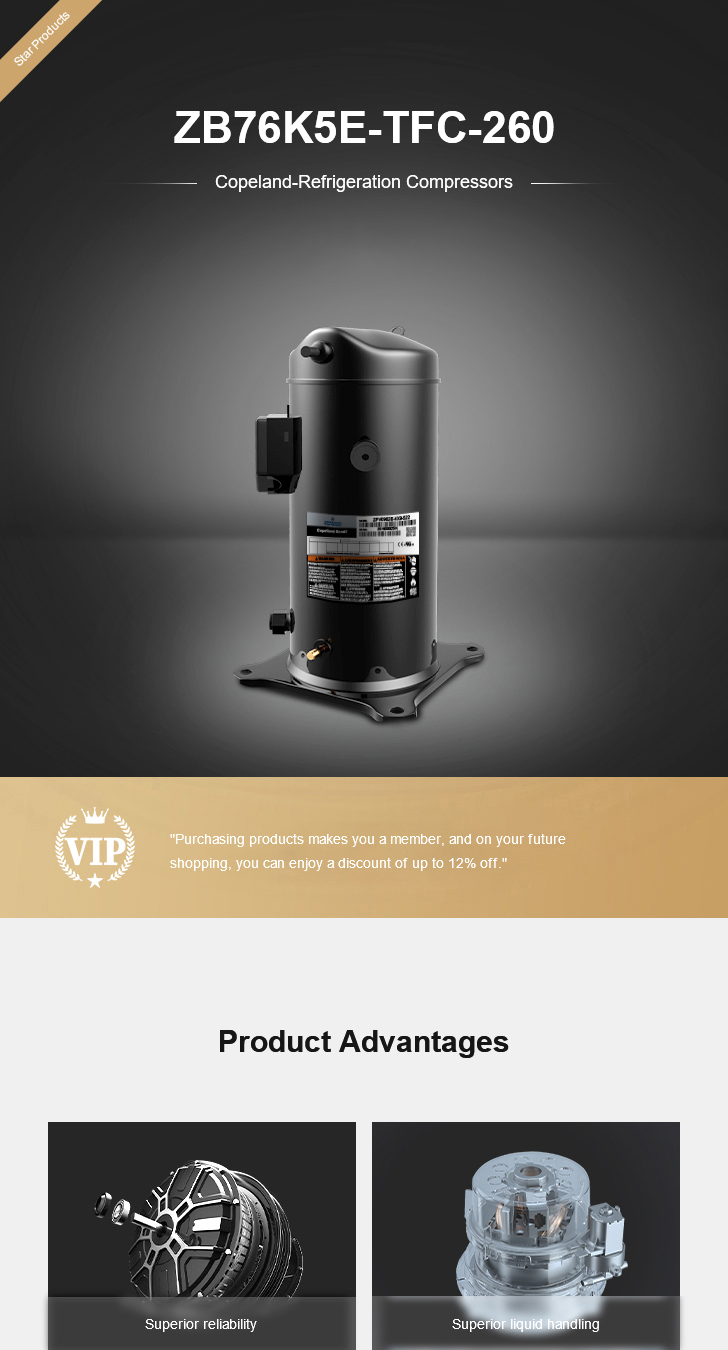 Copeland Compressor ZB76K5E-TFC-260, technical parameters pdf, structure diagram