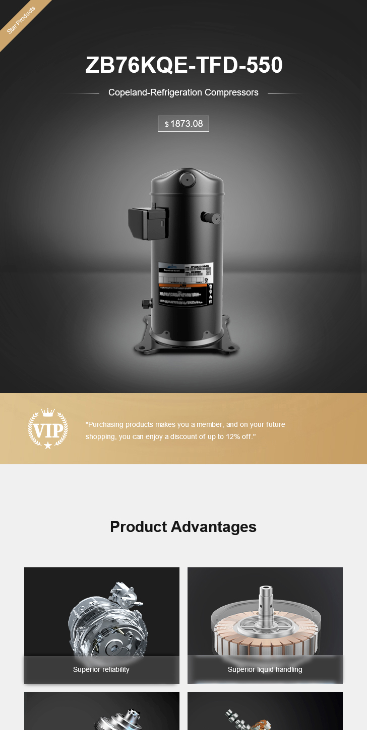 Copeland Compressor ZB76KQE-TFD-550, technical parameters pdf, structure diagram