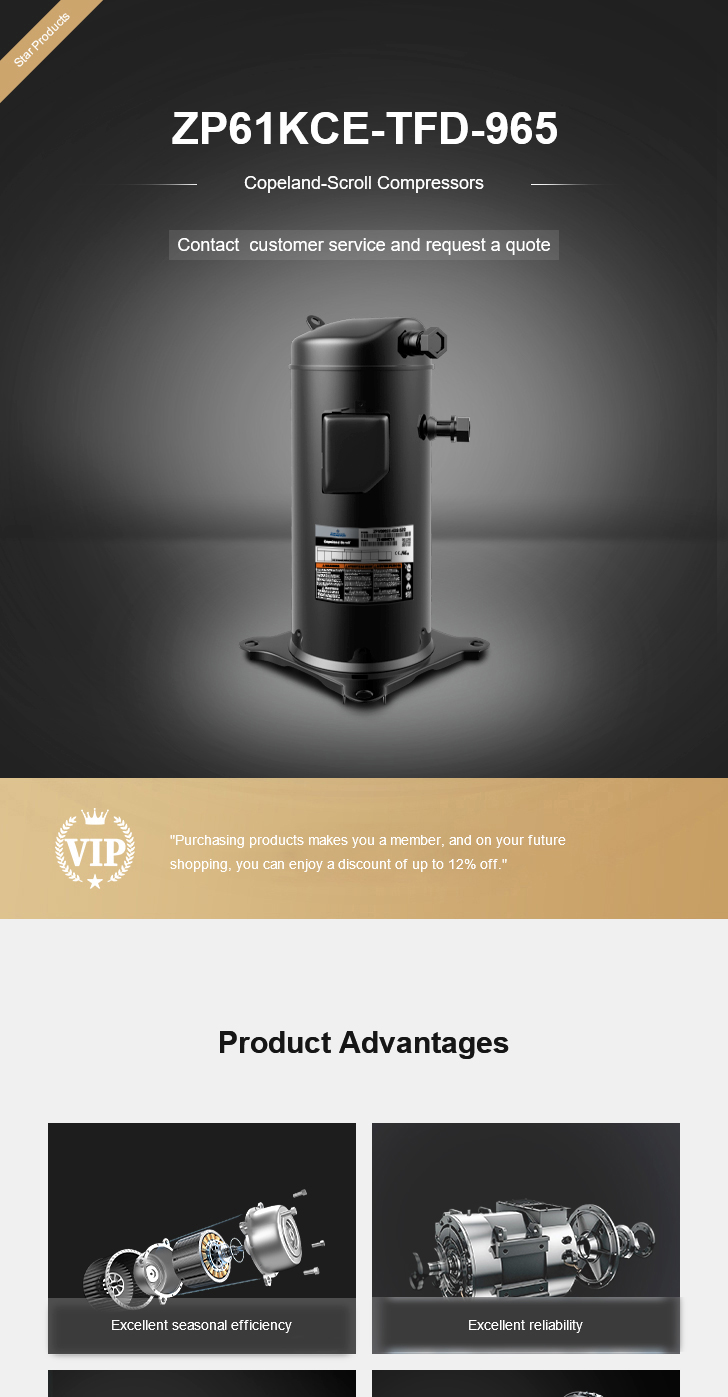 Copeland Compressor ZP61KCE-TFD-965, technical parameters pdf, structure diagram