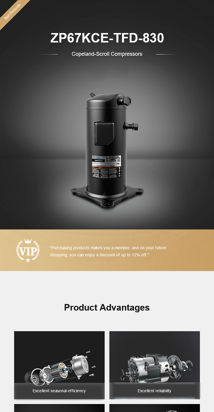 Copeland Compressor ZP67KCE-TFD-830, technical parameters pdf, structure diagram