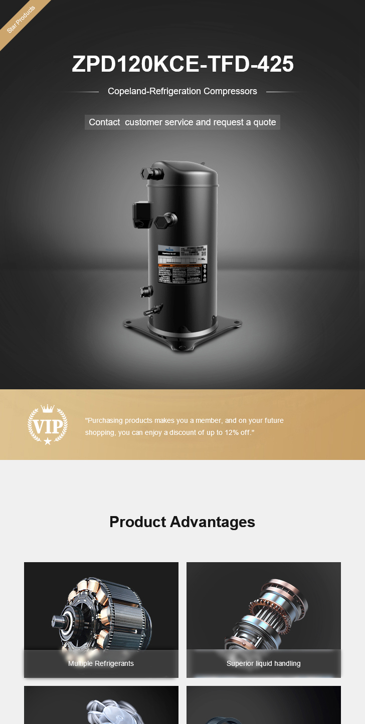 Copeland Compressor ZPD120KCE-TFD-425, technical parameters pdf, structure diagram
