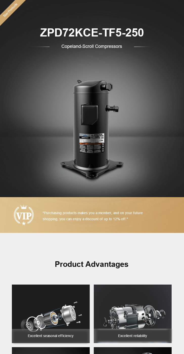 Copeland Compressor ZPD72KCE-TF5-250, technical parameters pdf, structure diagram