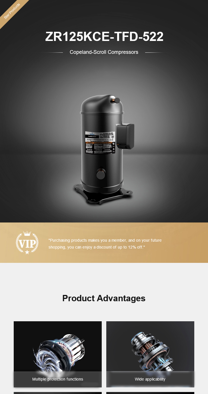 Copeland Compressor ZR125KCE-TFD-522, technical parameters pdf, structure diagram