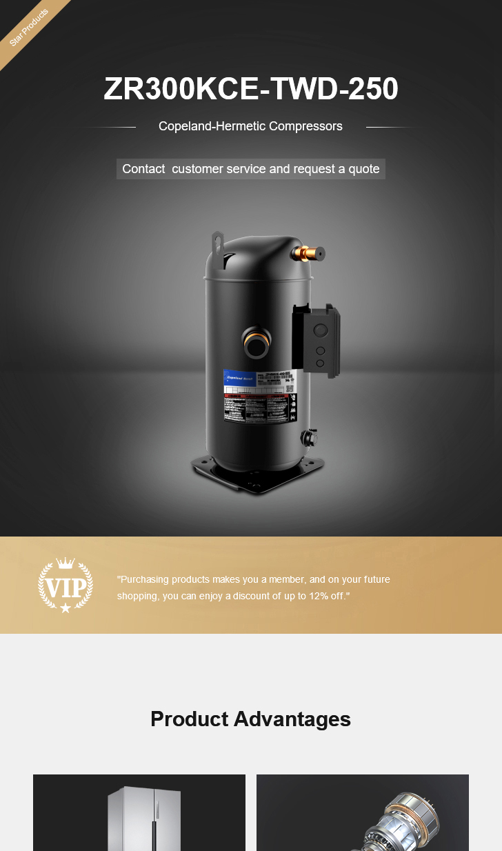 Copeland Compressor ZR300KCE-TWD-250, technical parameters pdf, structure diagram