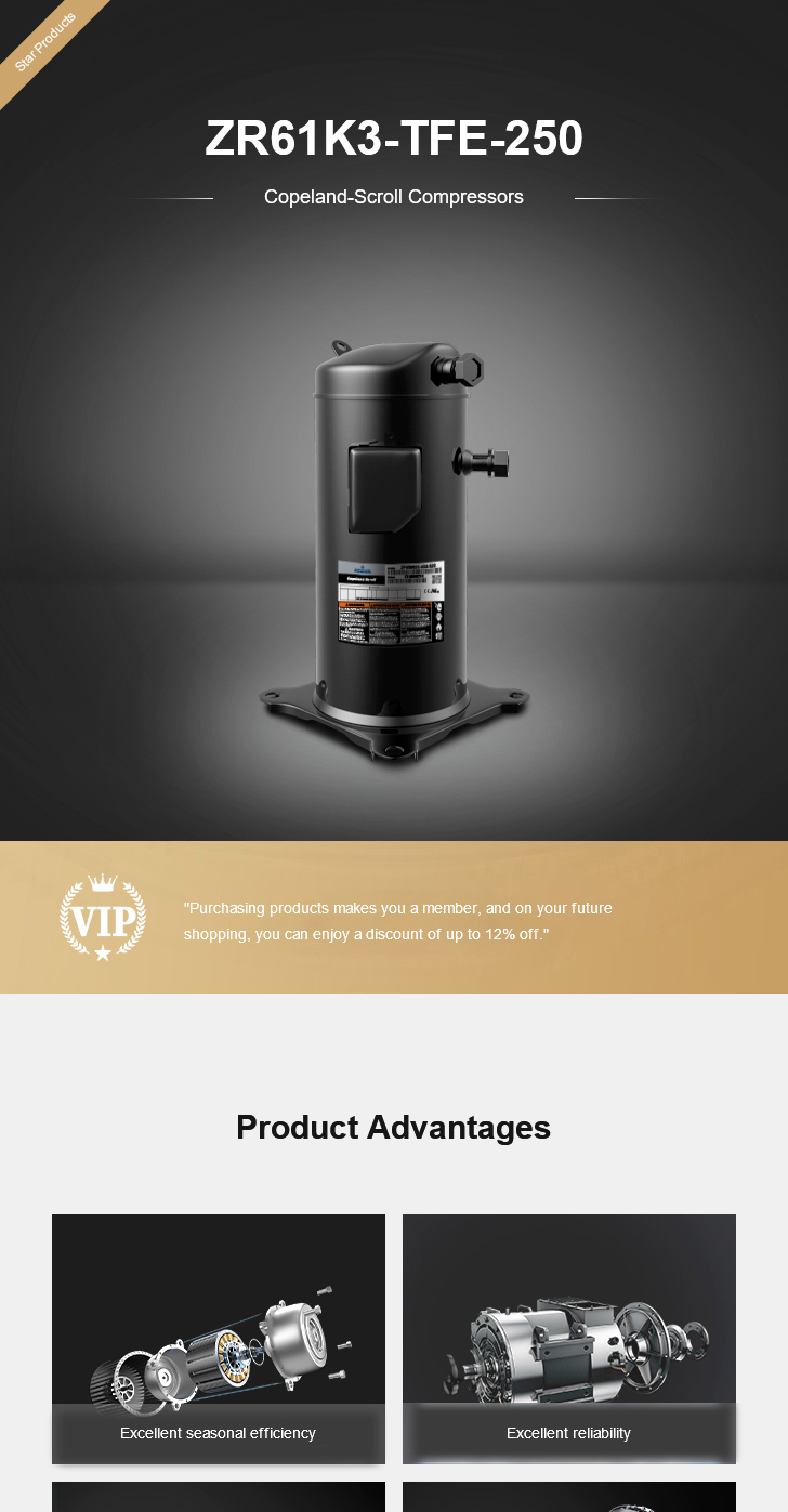 Copeland Compressor ZR61K3-TFE-250, technical parameters pdf, structure diagram