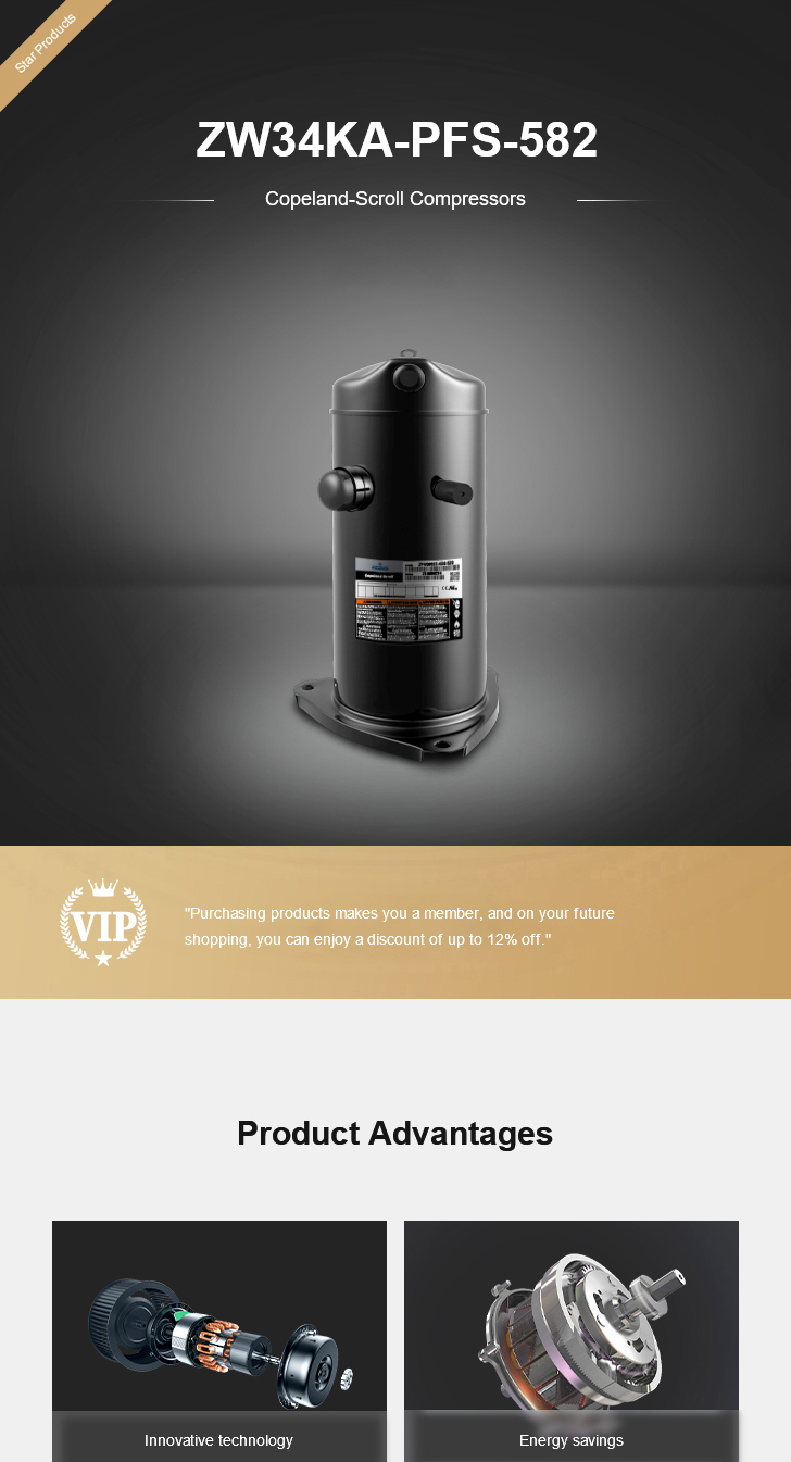 Copeland Compressor ZW34KA-PFS-582, technical parameters pdf, structure diagram