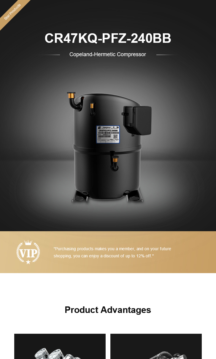 Copeland Compressor CR47KQ-PFZ-240BB, technical parameters pdf, structure diagram