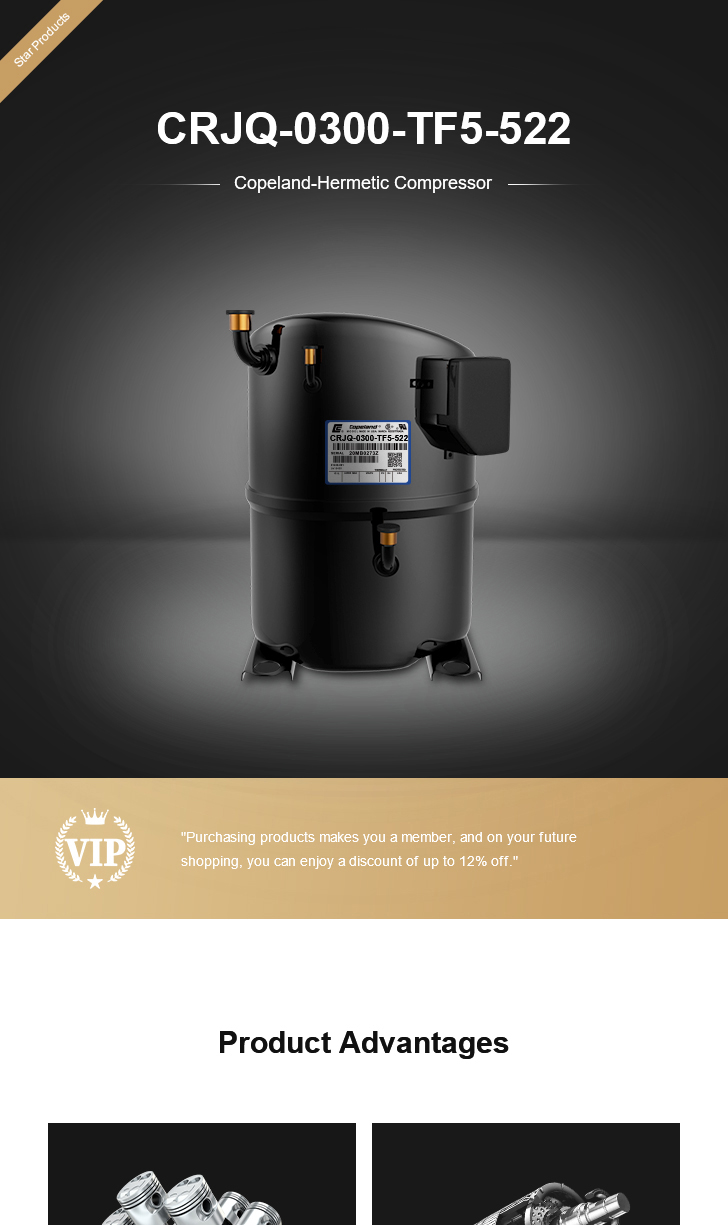 Copeland Compressor CRJQ-0300-TF5-522, technical parameters pdf, structure diagram