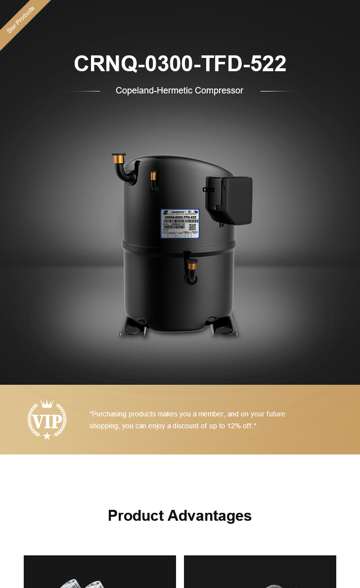 Copeland Compressor CRNQ-0300-TFD-522, technical parameters pdf, structure diagram