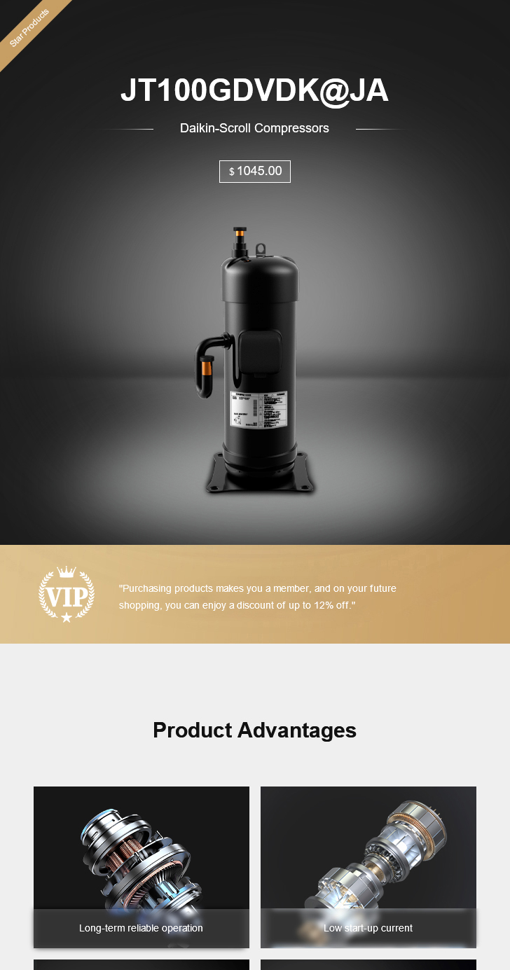 Daikin Compressor JT100GDVDK@JA, technical parameters pdf, structure diagram