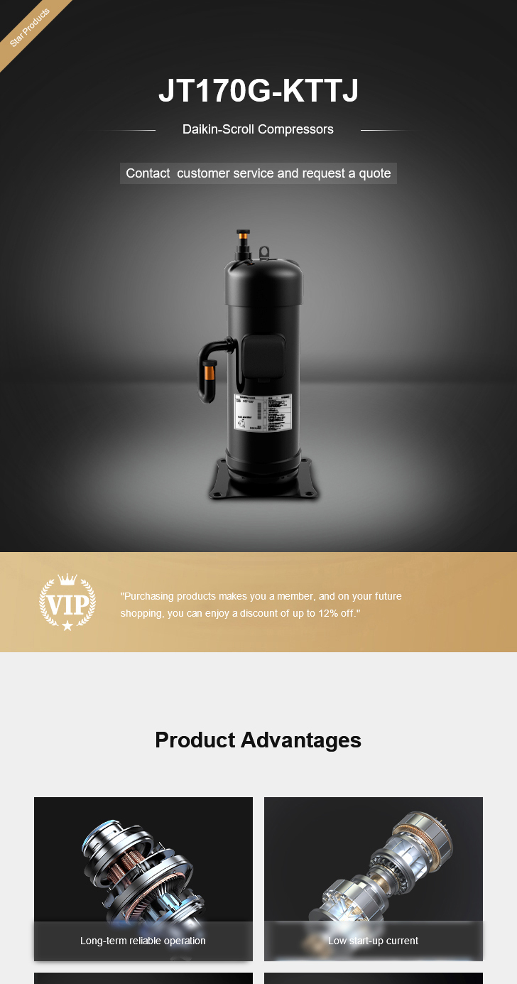 Daikin Compressor JT170G-KTTJ, technical parameters pdf, structure diagram