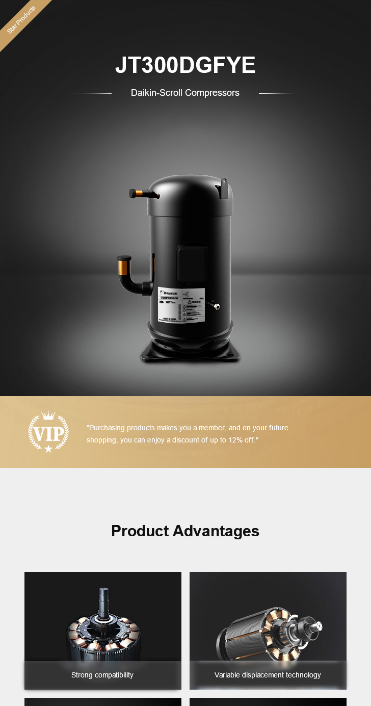 Daikin Compressor JT300DGFYE, technical parameters pdf, structure diagram