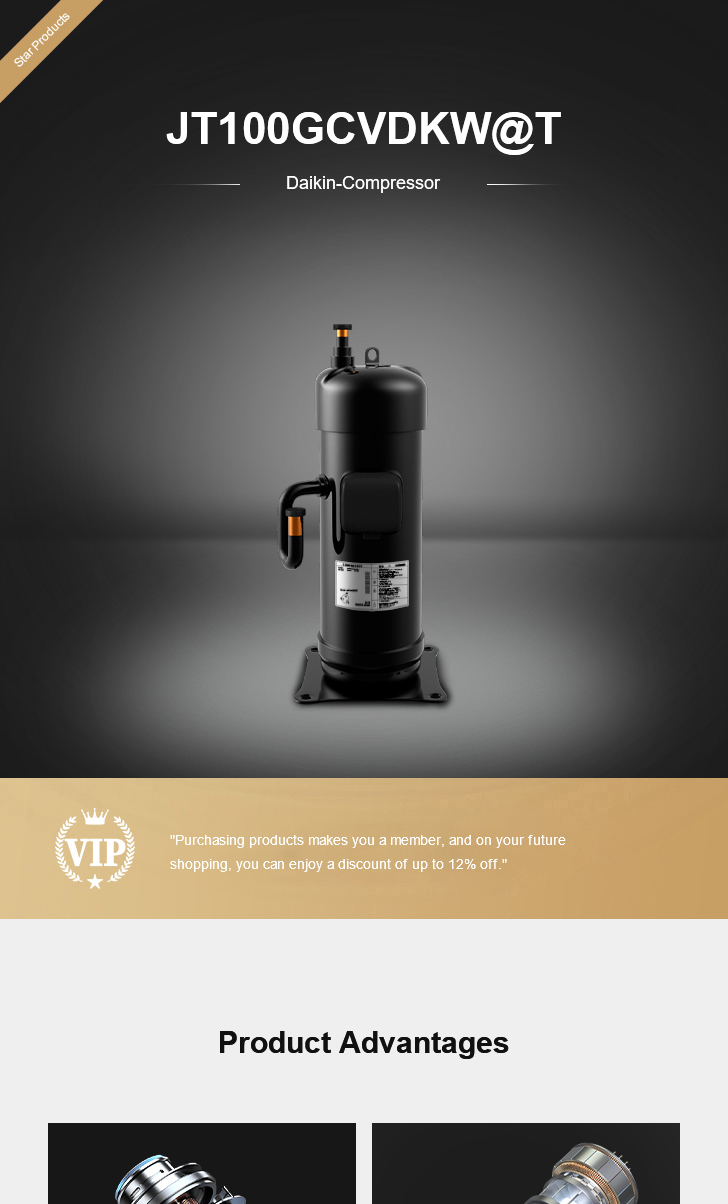 Daikin Compressor JT100GCVDKW@T, technical parameters pdf, structure diagram