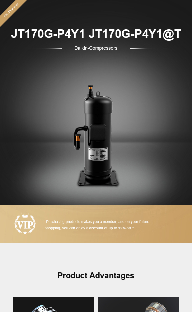 Daikin Compressor JT170G-P4Y1 JT170G-P4Y1@T, technical parameters pdf, structure diagram