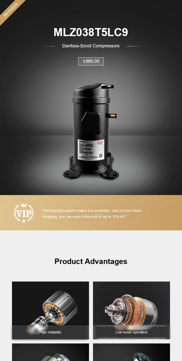 Danfoss Compressor MLZ038T5LC9, technical parameters pdf, structure diagram
