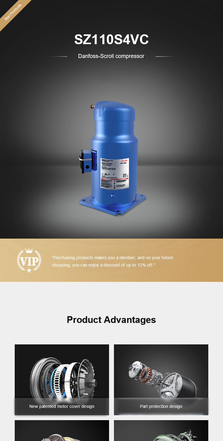 Danfoss Compressor SZ110S4VC, technical parameters pdf, structure diagram