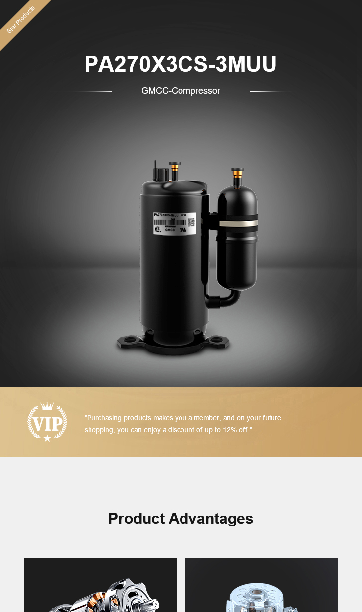 GMCC Compressor PA270X3CS-3MUU, technical parameters pdf, structure diagram