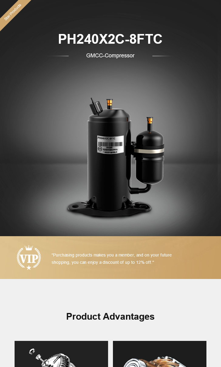 GMCC Compressor PH240X2C-8FTC, technical parameters pdf, structure diagram