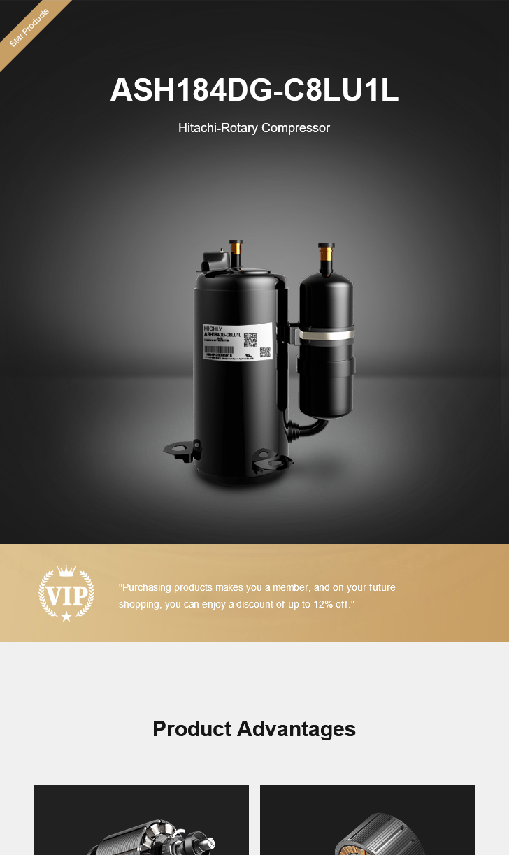 Hitachi Compressor ASH184DG-C8LU1L, technical parameters pdf, structure diagram