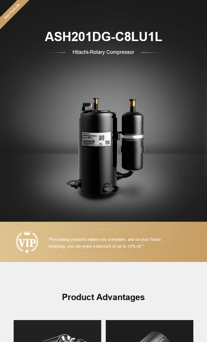 Hitachi Compressor ASH201DG-C8LU1L, technical parameters pdf, structure diagram