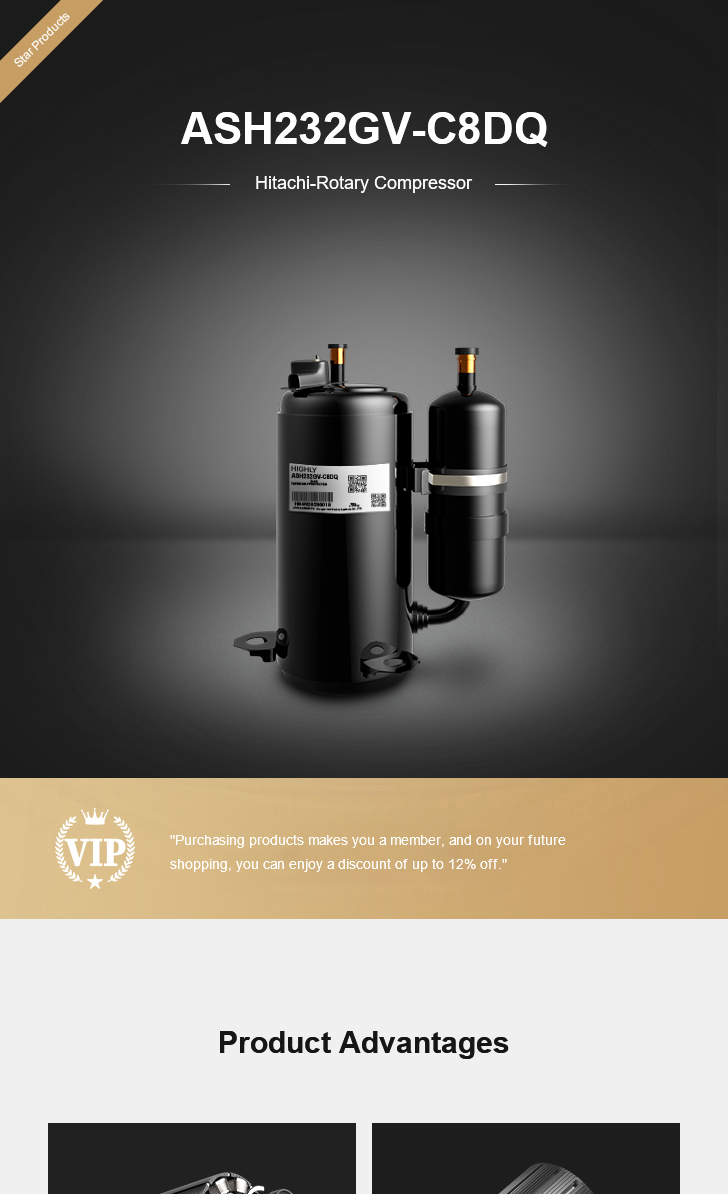 Hitachi Compressor ASH232GV-C8DQ, technical parameters pdf, structure diagram