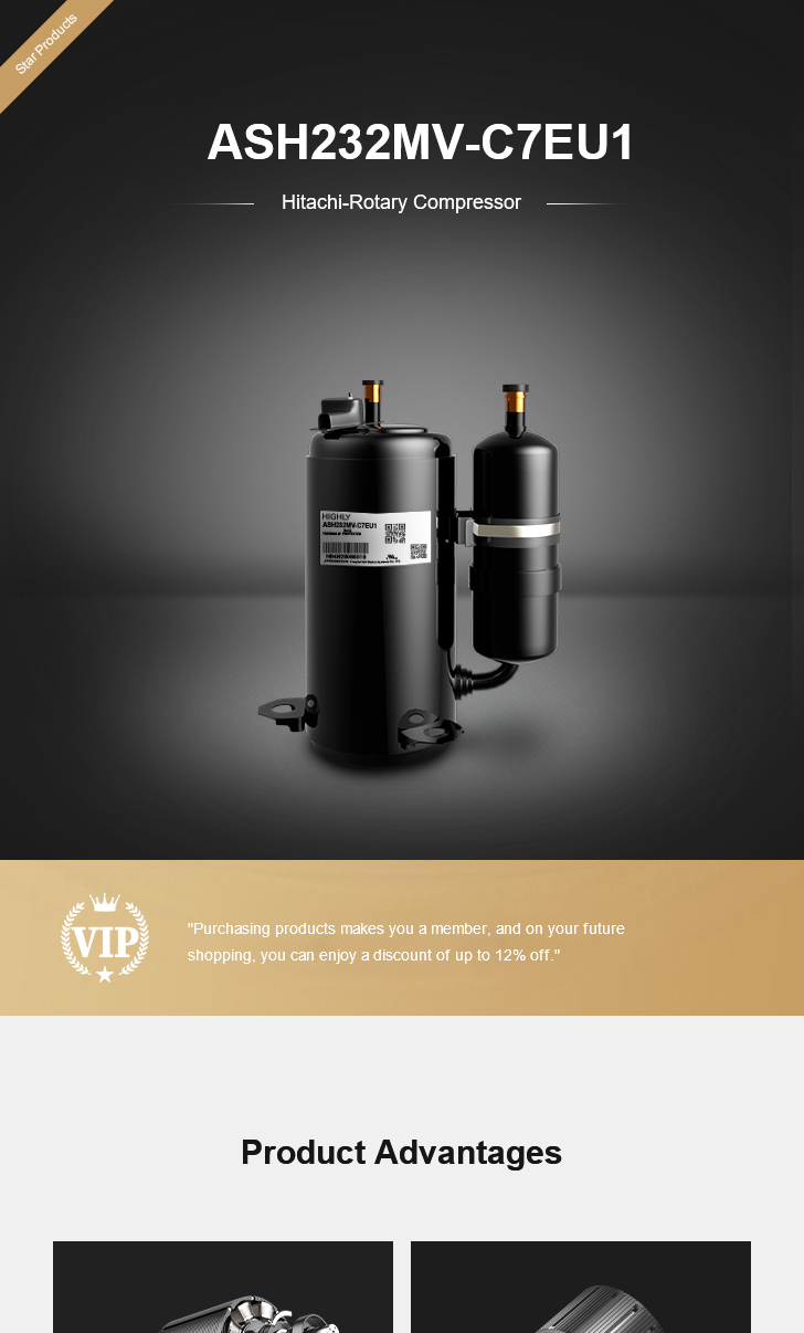 Hitachi Compressor ASH232MV-C7EU1, technical parameters pdf, structure diagram