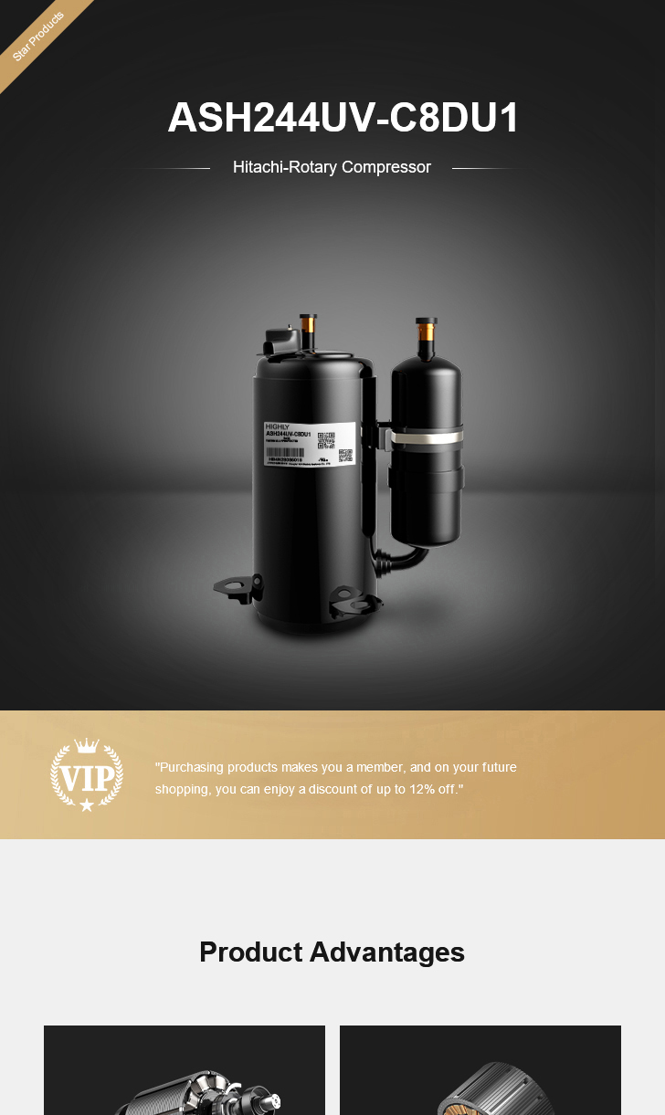 Hitachi Compressor ASH244UV-C8DU1, technical parameters pdf, structure diagram