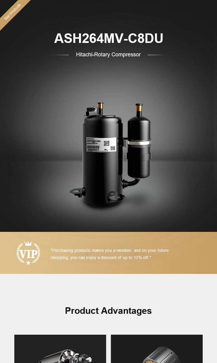 Hitachi Compressor ASH264MV-C8DU, technical parameters pdf, structure diagram