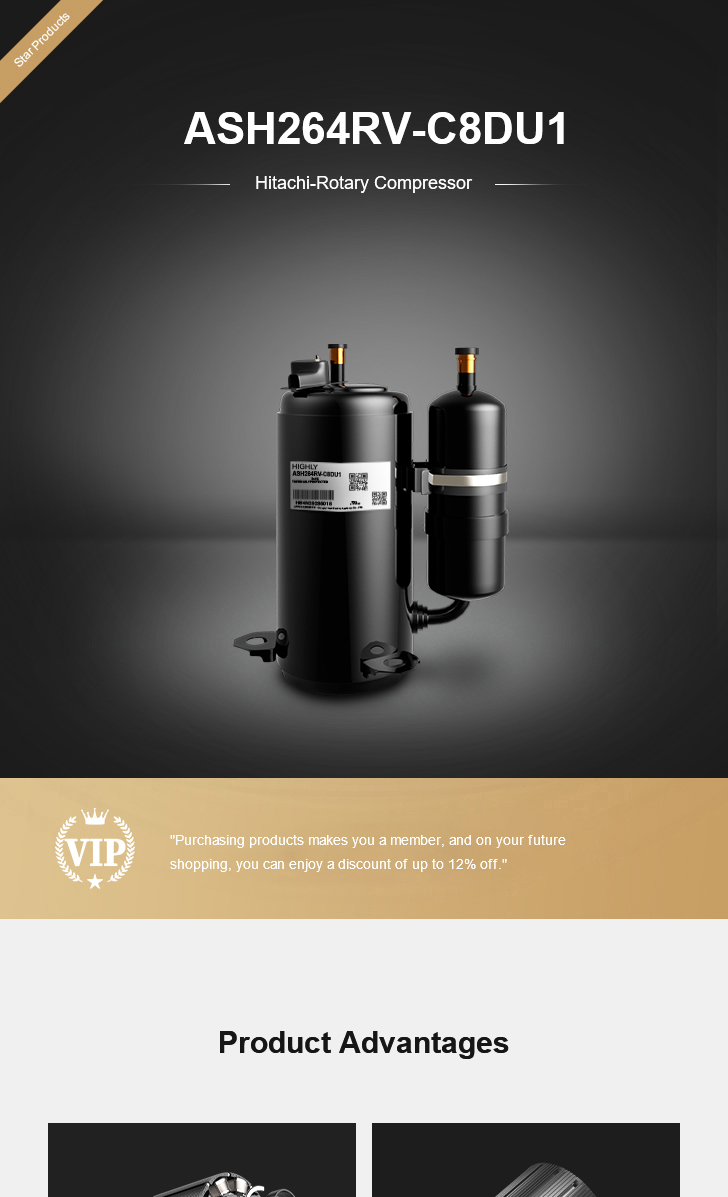 Hitachi Compressor ASH264RV-C8DU1, technical parameters pdf, structure diagram