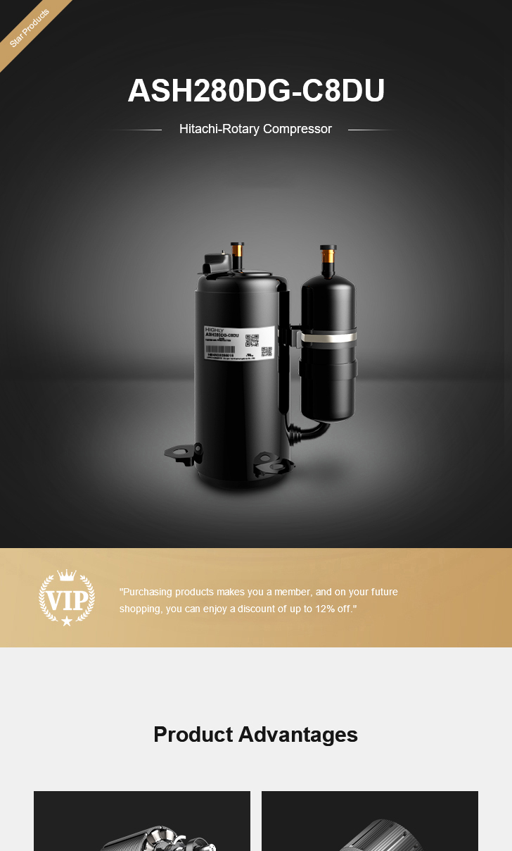 Hitachi Compressor ASH280DG-C8DU, technical parameters pdf, structure diagram