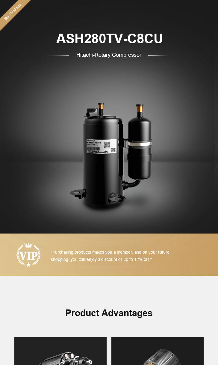Hitachi Compressor ASH280TV-C8CU, technical parameters pdf, structure diagram