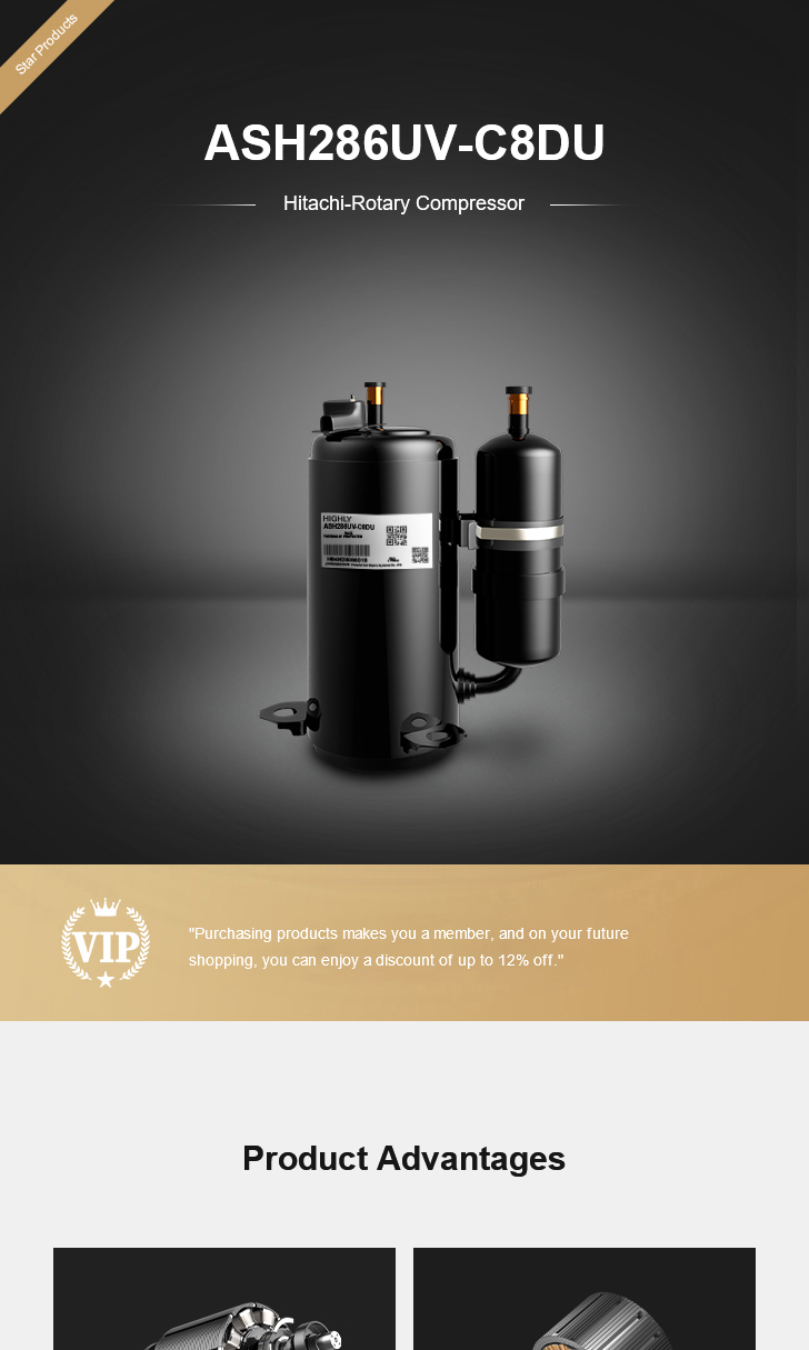 Hitachi Compressor ASH286UV-C8DU, technical parameters pdf, structure diagram