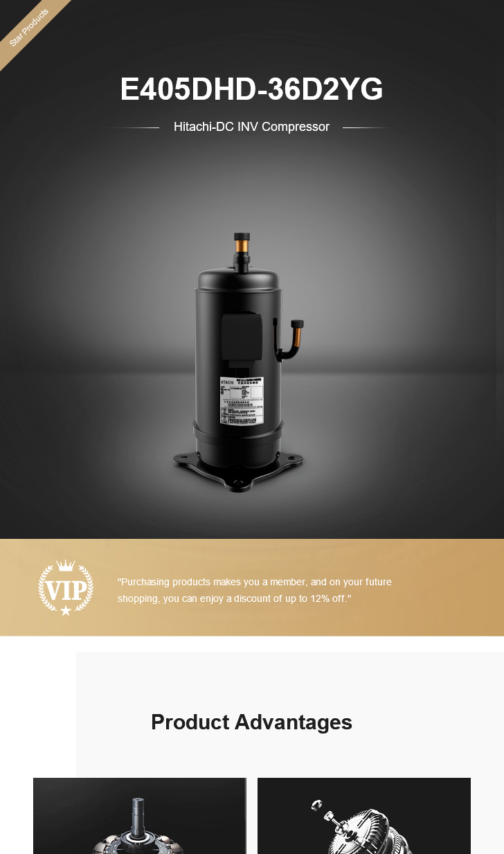 Hitachi Compressor E405DHD-36D2YG, technical parameters pdf, structure diagram