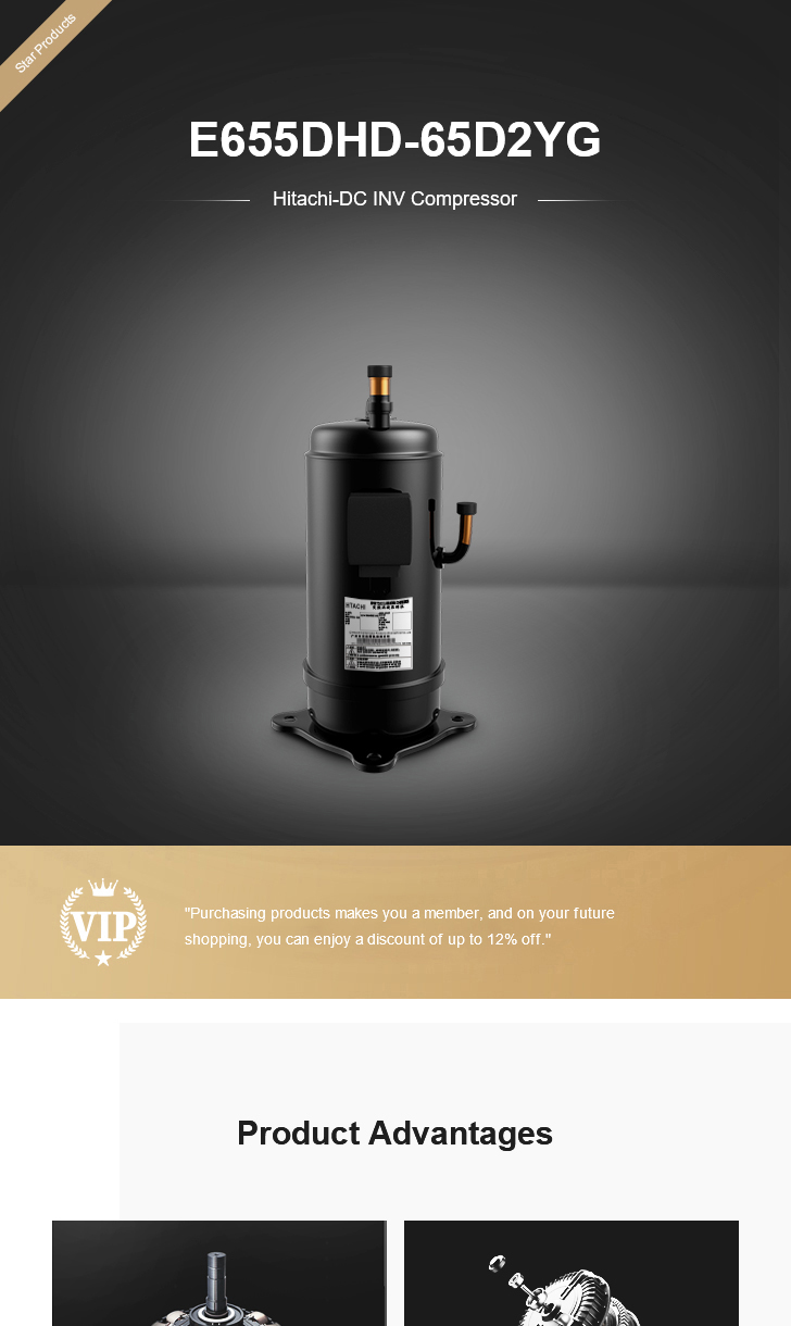 Hitachi Compressor E655DHD-65D2YG, technical parameters pdf, structure diagram