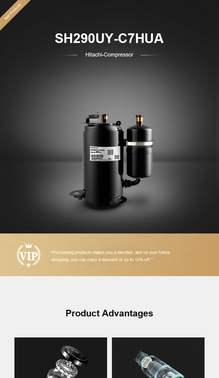 Hitachi Compressor SH290UY-C7HUA, technical parameters pdf, structure diagram