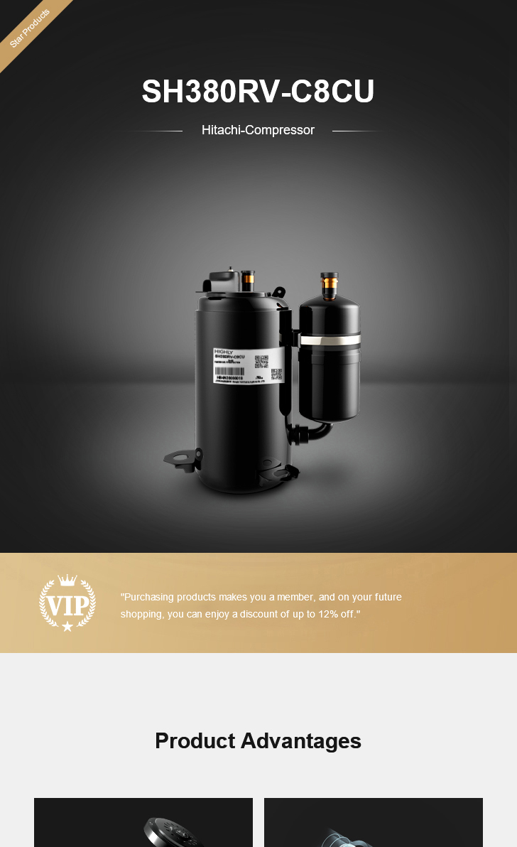 Hitachi Compressor SH380RV-C8CU, technical parameters pdf, structure diagram