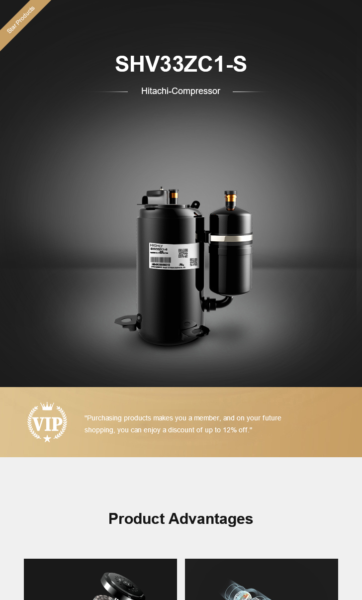 Hitachi Compressor SHV33ZC1-S, technical parameters pdf, structure diagram